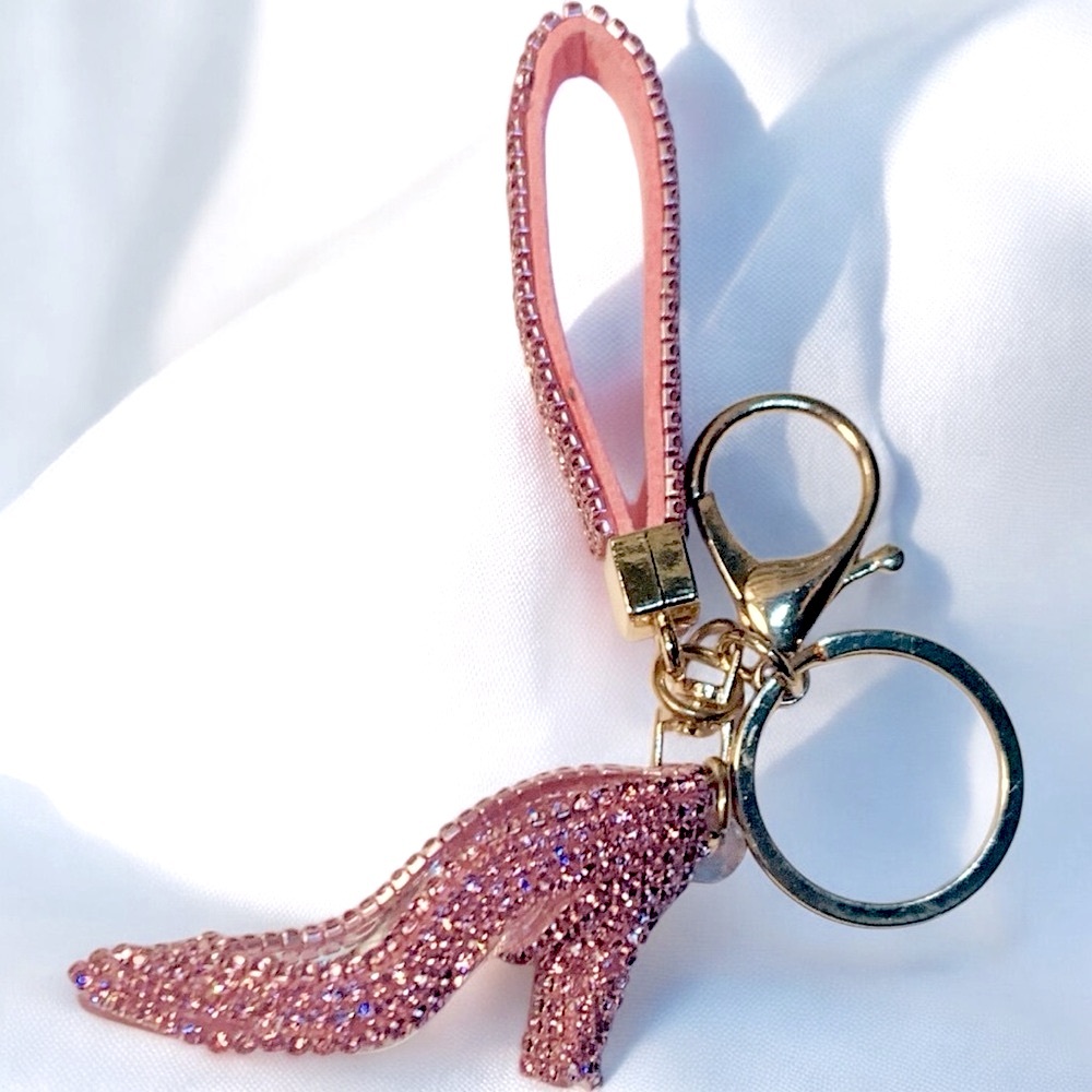 High Heel Fun Crystal & Acrylic Keychain Toggle Clasp Wrist Strap - Picture 3 of 5